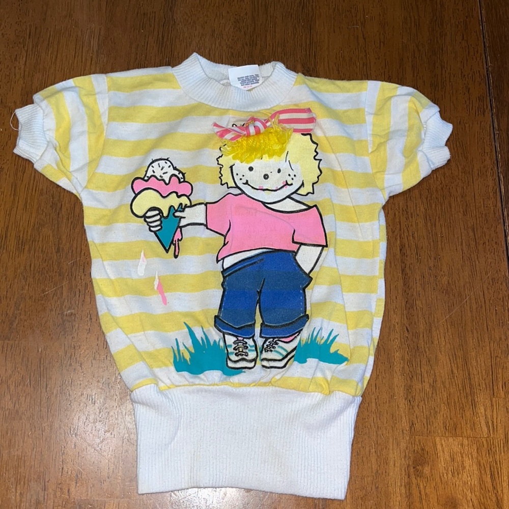 Vintage baby/ toddler top 24m - Cup Cake - girl w/ice cream cute